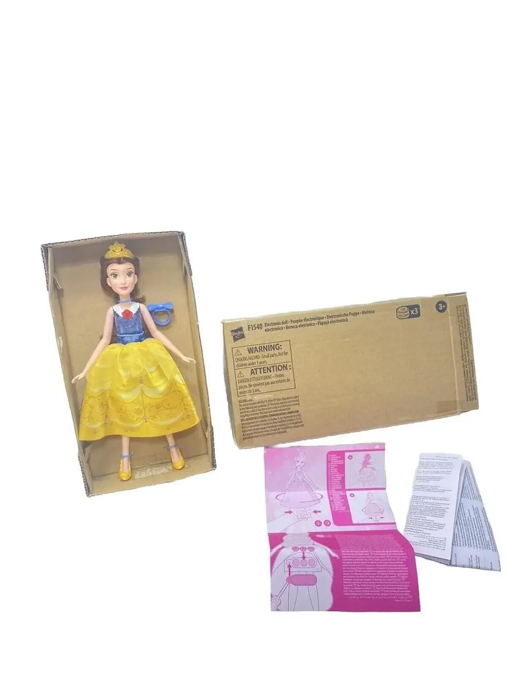 Disney Hasbro Princess Belle Spin Outfit Change Doll Light Up Audio Effects